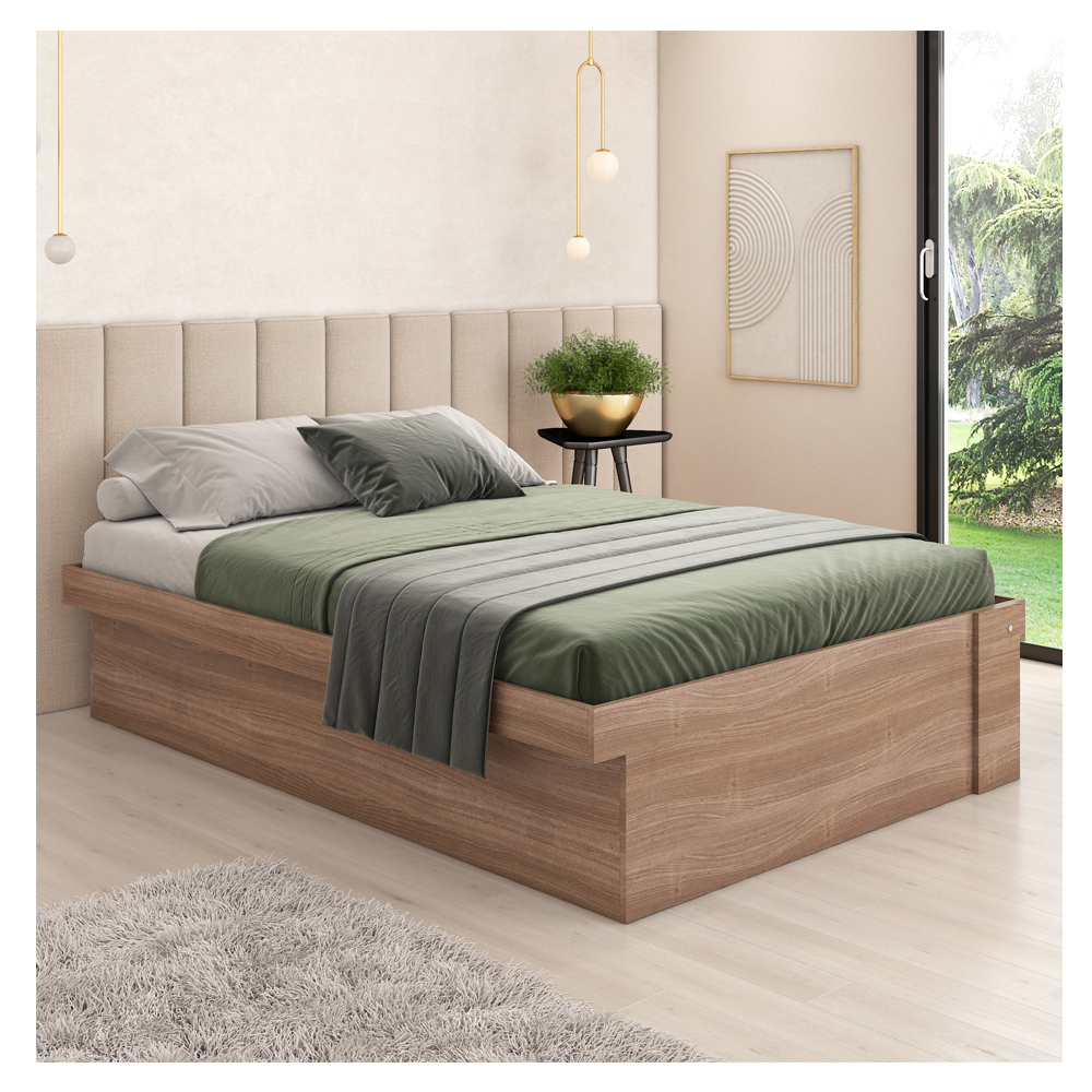Cama Matrimonial Abatible Skal Tipo Baúl Café
