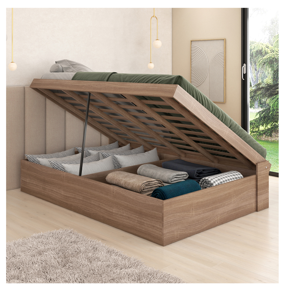 Foto 3 pulgar | Cama Matrimonial Abatible Skal Tipo Baúl Café