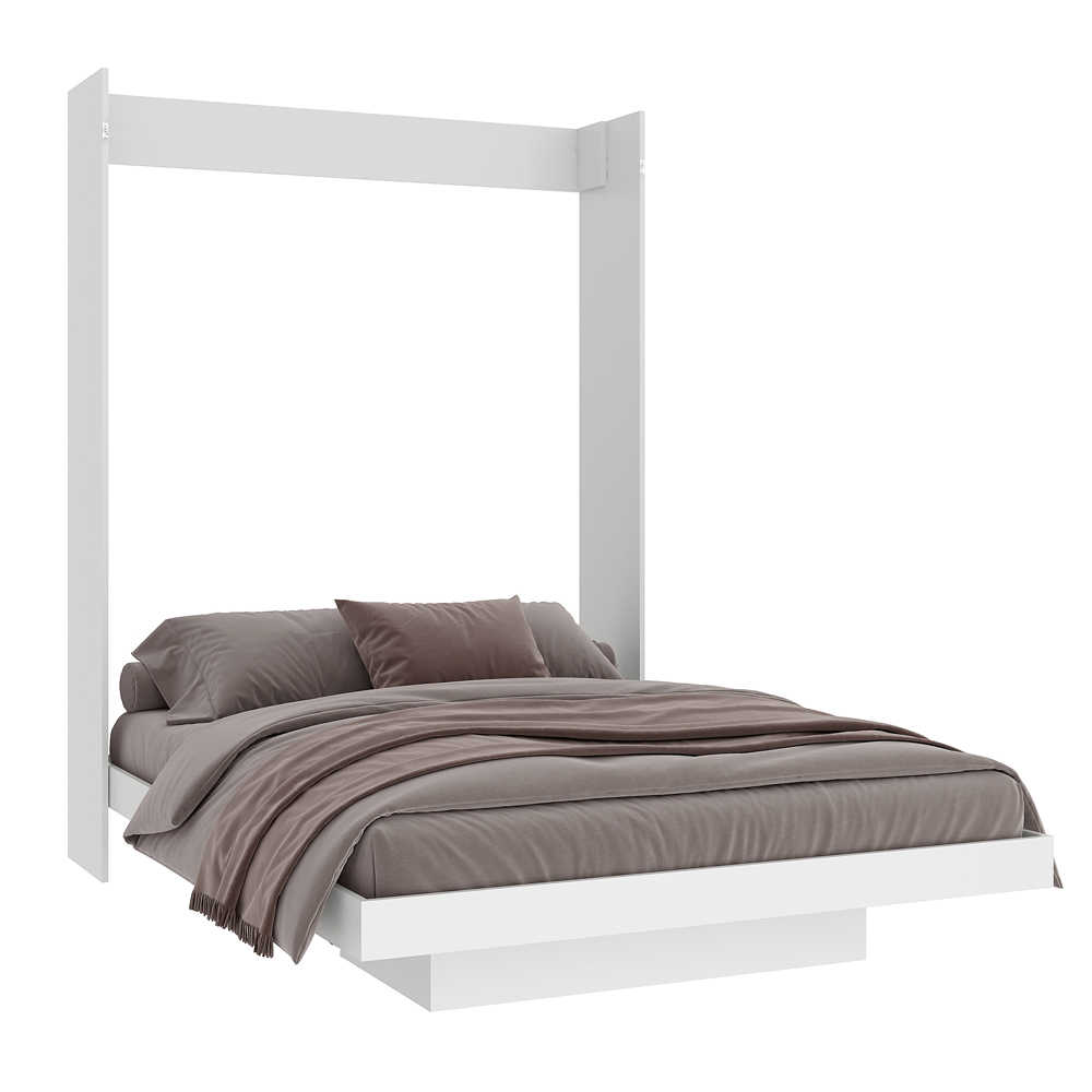 Cama Matrimonial Skal Abatible Con Estantes Blanco