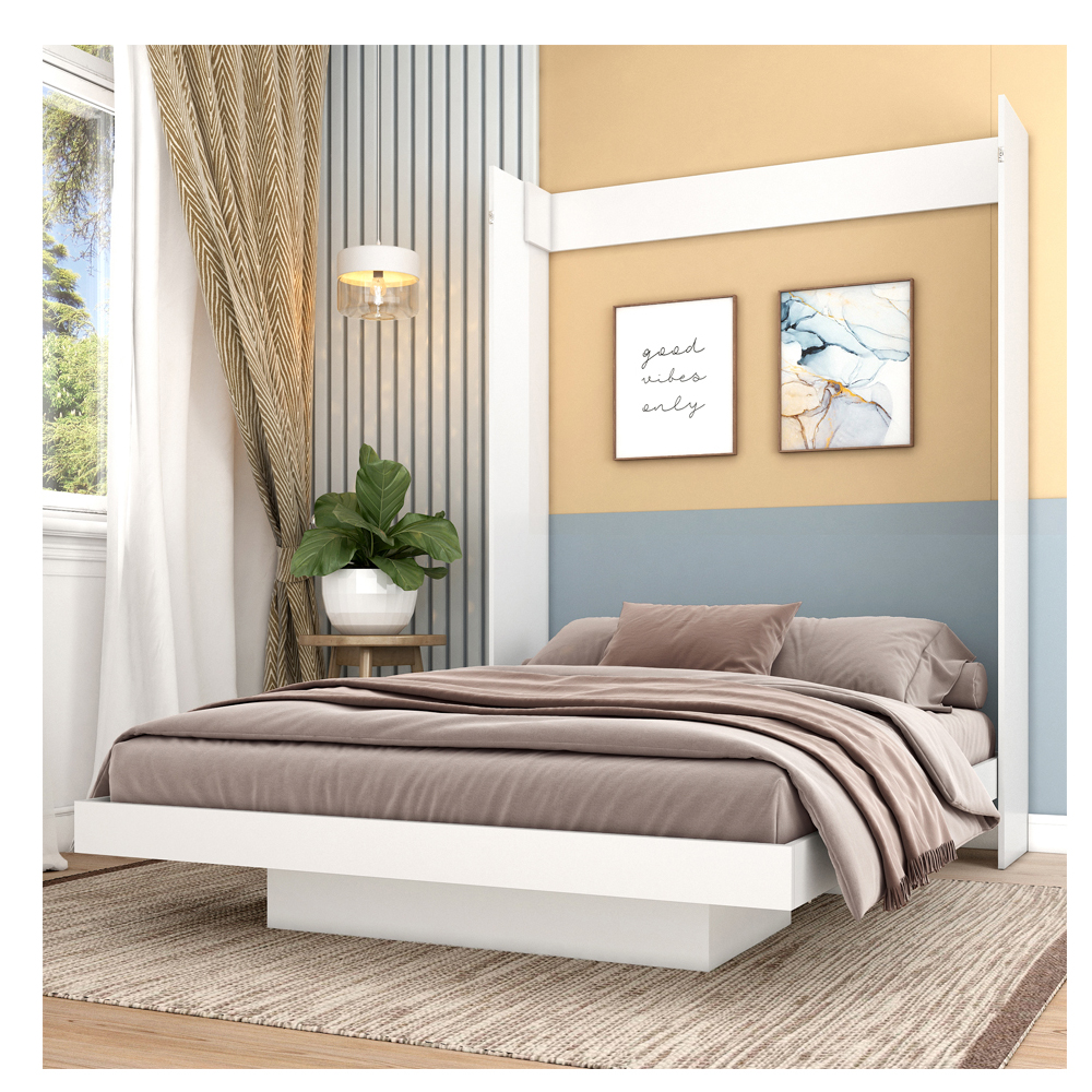 Foto 4 | Cama Matrimonial Skal Abatible Con Estantes Blanco