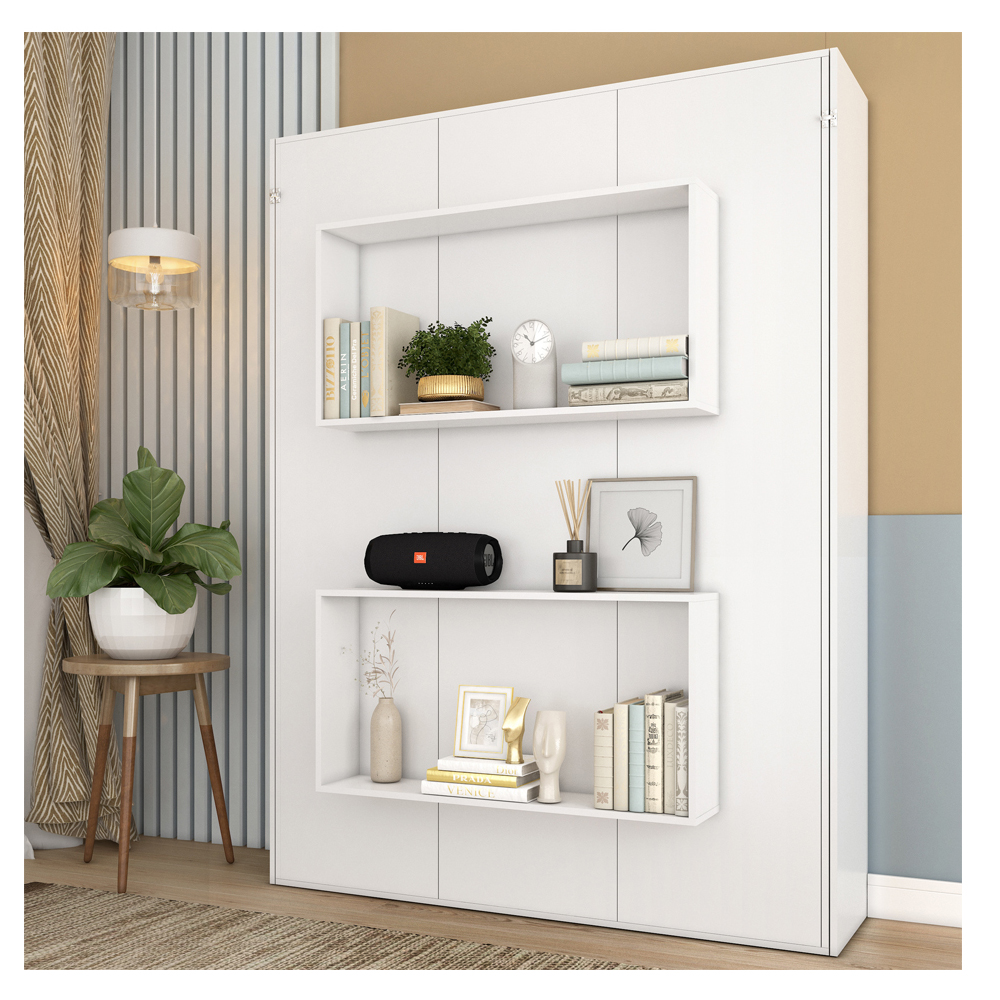 Foto 5 | Cama Matrimonial Skal Abatible Con Estantes Blanco