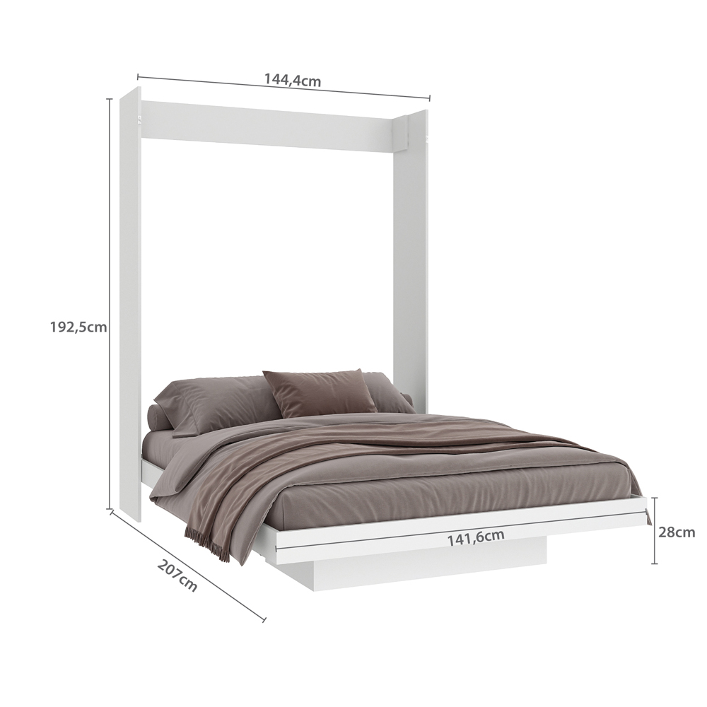 Foto 7 pulgar | Cama Matrimonial Skal Abatible Con Estantes Blanco