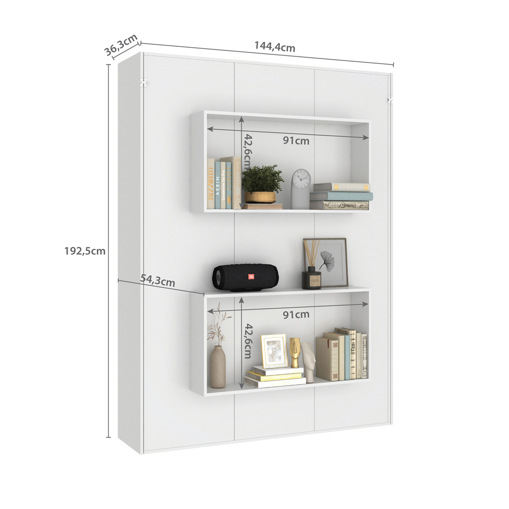 Foto 7 | Cama Matrimonial Skal Abatible Con Estantes Blanco
