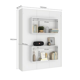 Foto 7 | Cama Matrimonial Skal Abatible Con Estantes Blanco