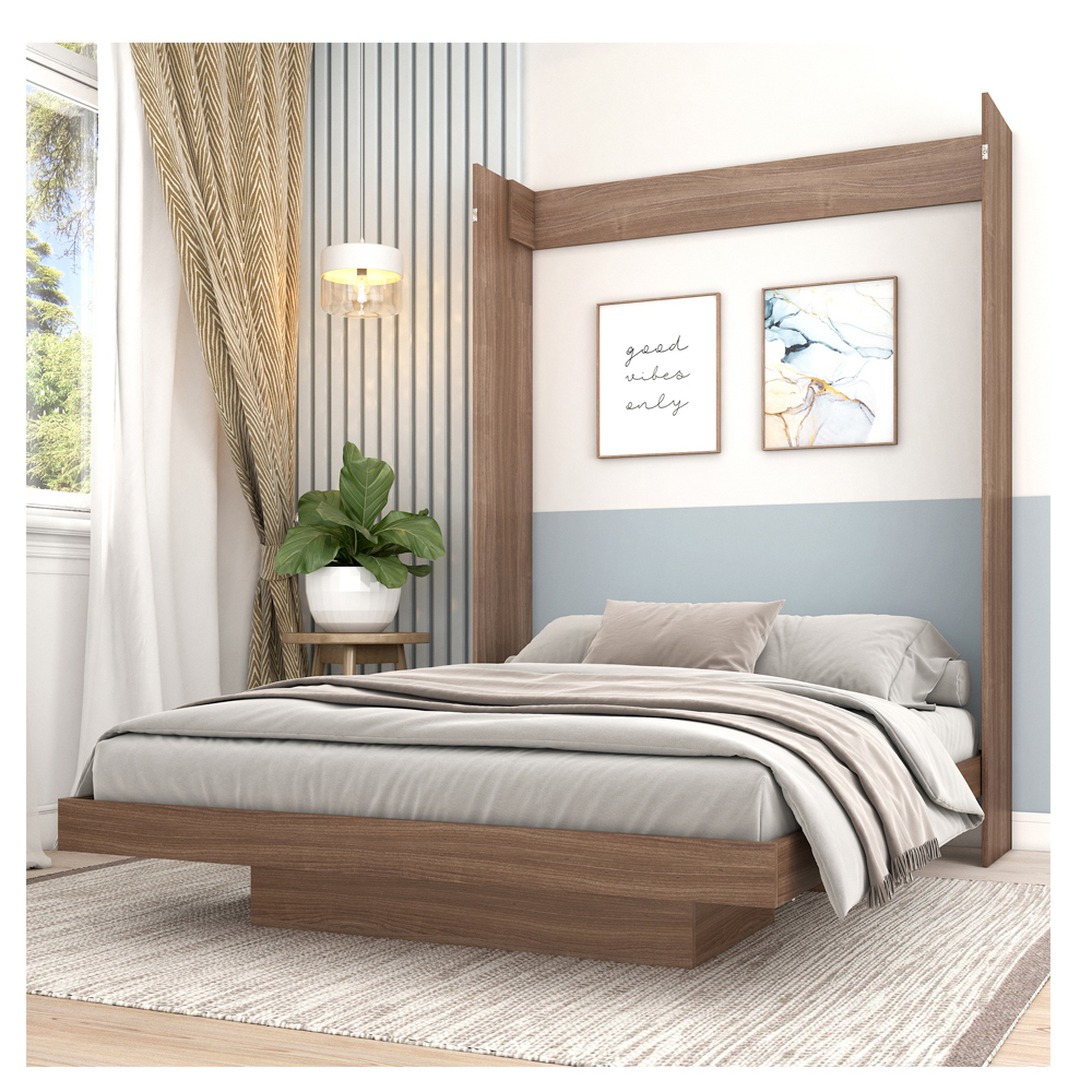Foto 4 pulgar | Cama Matrimonial Skal Abatible Con Estantes