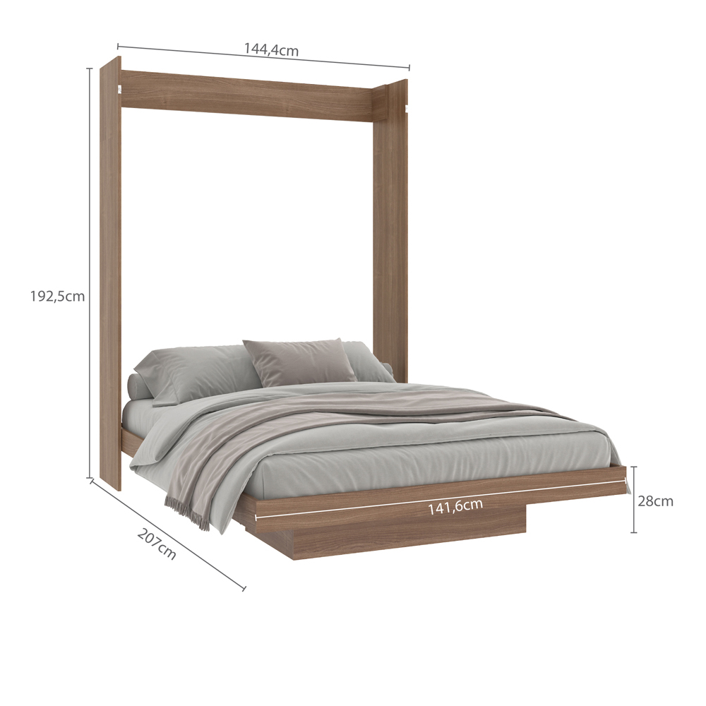 Foto 6 pulgar | Cama Matrimonial Skal Abatible Con Estantes