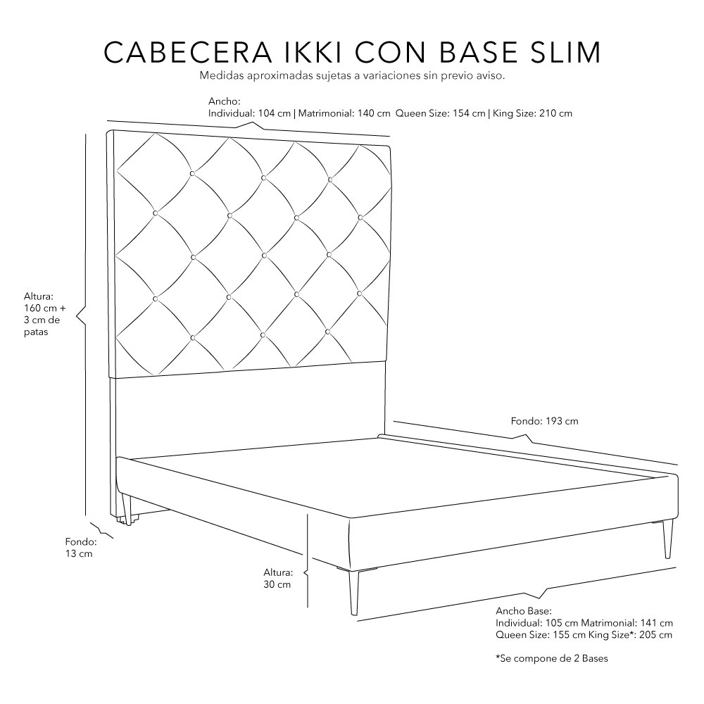 Foto 7 | Cabecera Dicasa Ikki Color Gris Queen Size + Base Cama Slim Dicasa Color Gris Queen Size
