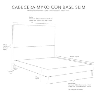 Foto 7 | Cabecera Dicasa Myko Color Gris Matrimonial + Base Cama Slim Dicasa Color Gris Matrimonial