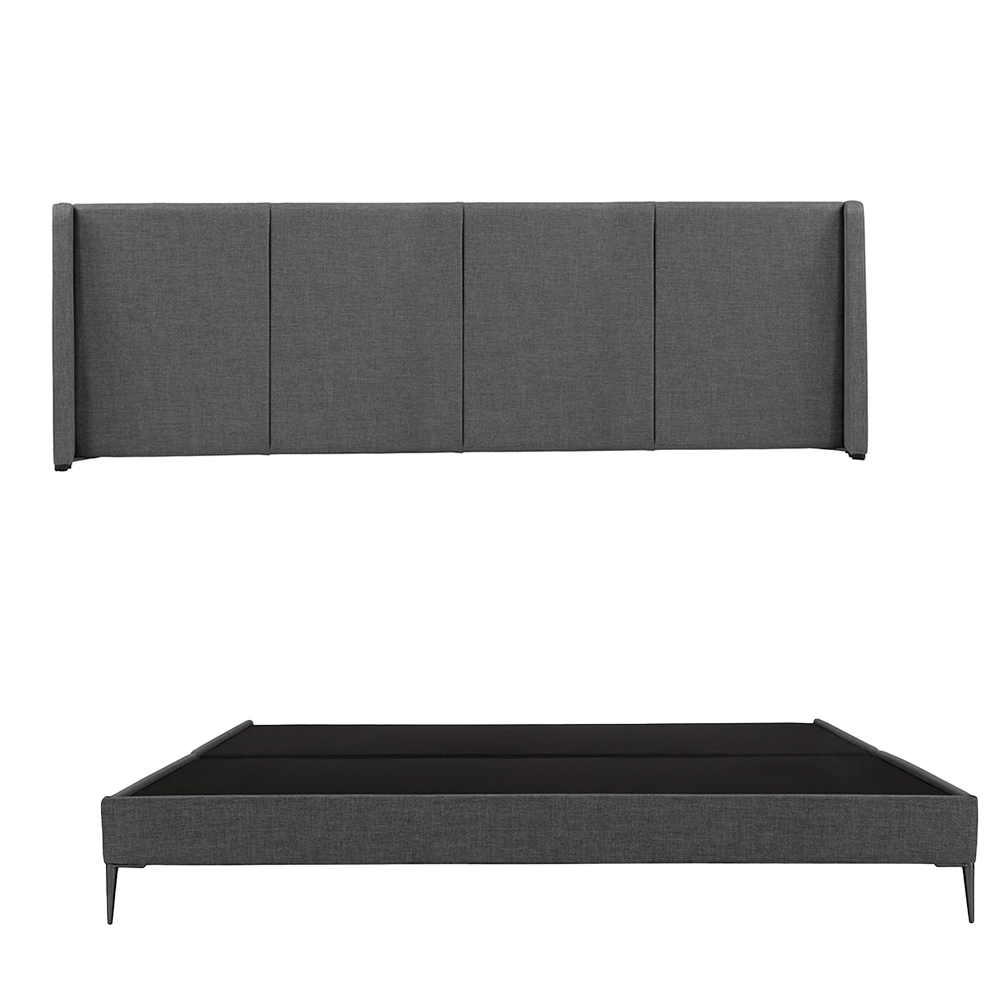 Cabecera Dicasa Milan Color Gris Oscuro King Size + Base Cama Slim Dicasa Color Gris Oscuro King Size