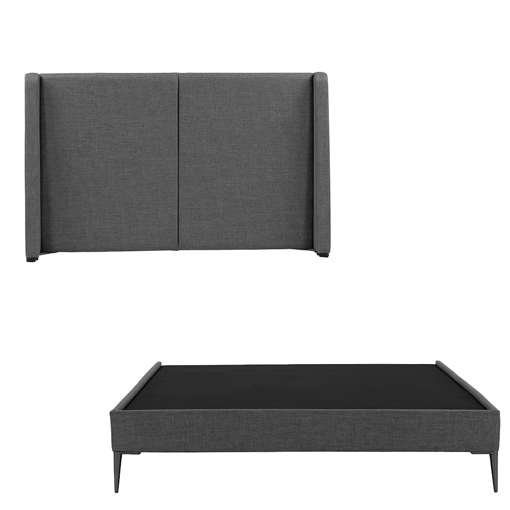Foto 3 pulgar | Cabecera Dicasa Milan Color Gris Oscuro King Size + Base Cama Slim Dicasa Color Gris Oscuro King Size