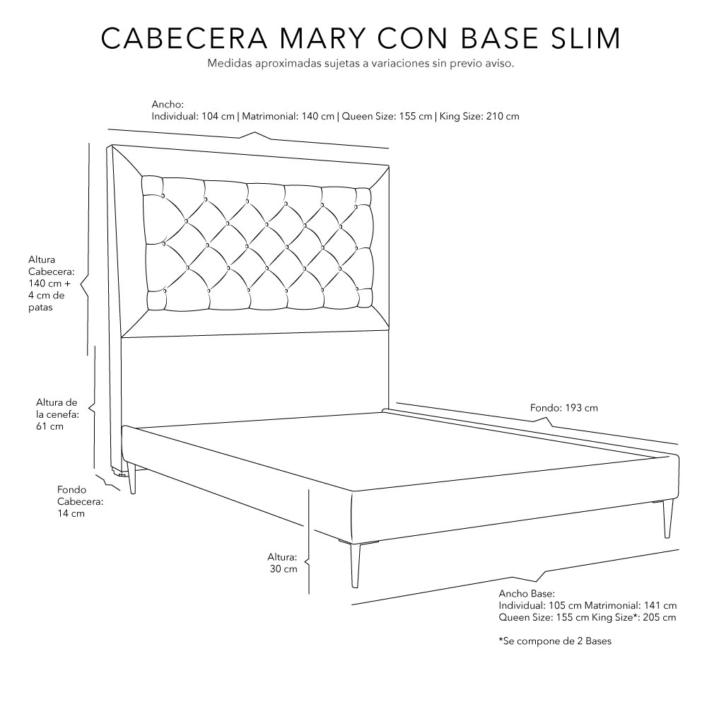 Foto 8 pulgar | Cabecera Dicasa Mary Color Azul King Size + Base Cama Slim Dicasa Color Azul King Size