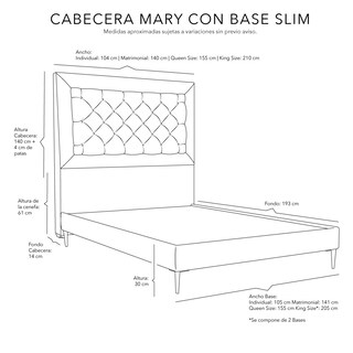 Foto 7 | Cabecera Dicasa Mary Color Azul Oscuro Individual + Base Cama Slim Dicasa Color Azul Individual