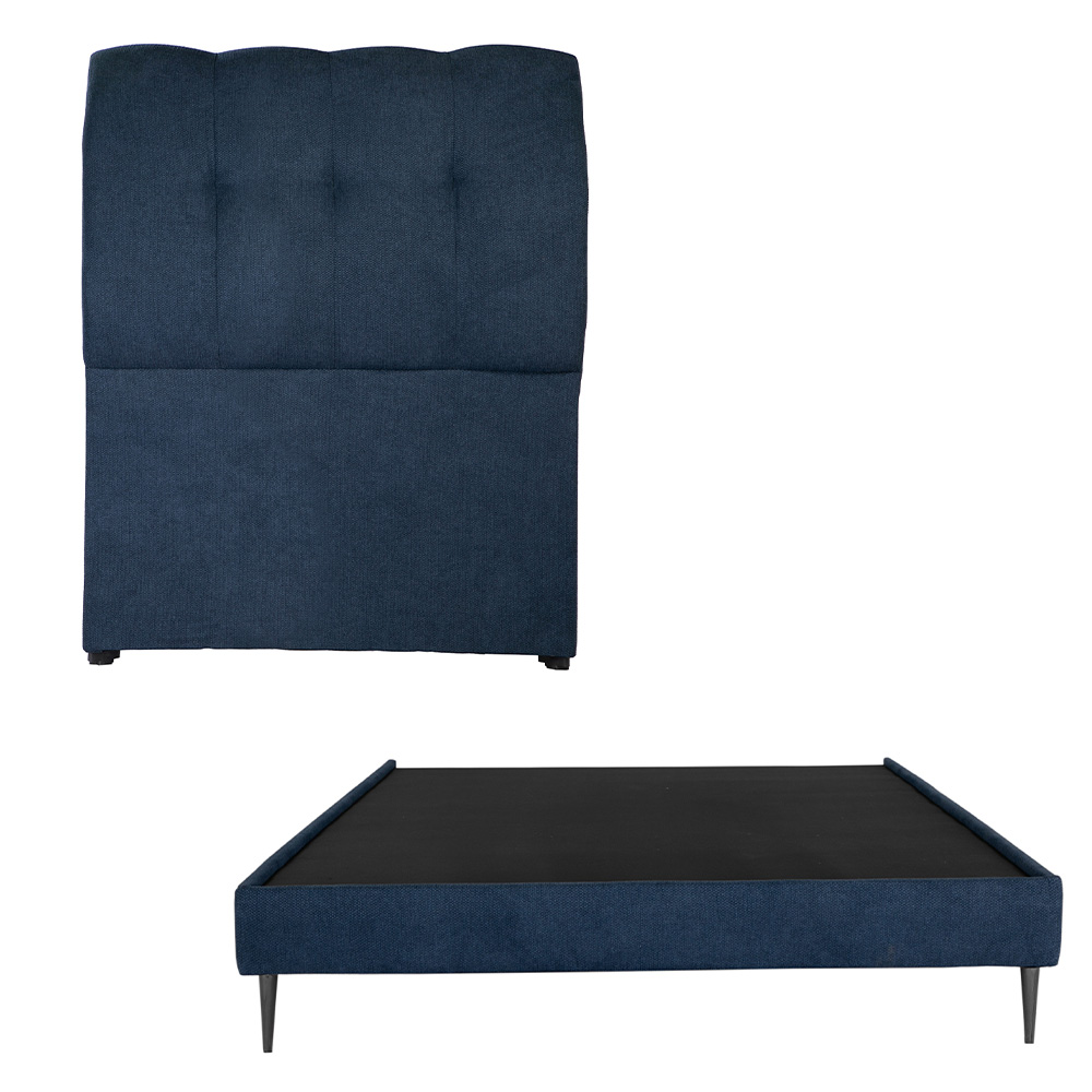 Cabecera Dicasa Nube Color Azul Individual + Base Cama Slim Dicasa Color Azul Individual