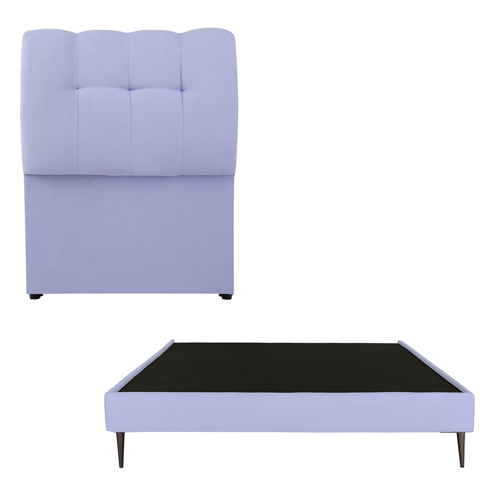 Cabecera Dicasa Nube Color Lila Individual + Base Cama Slim Dicasa Color Lila Individual
