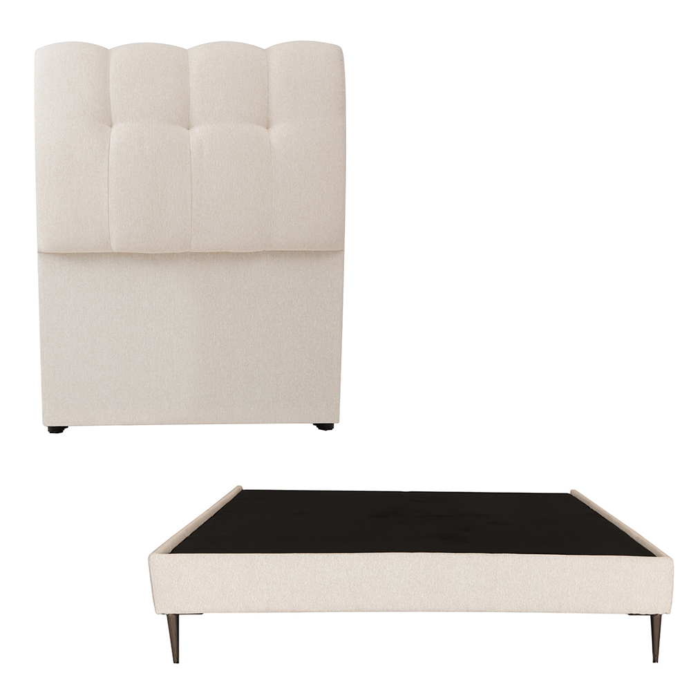 Cabecera Dicasa Nube Color Beige Claro Individual + Base Cama Slim Dicasa Color Beige Claro Individual