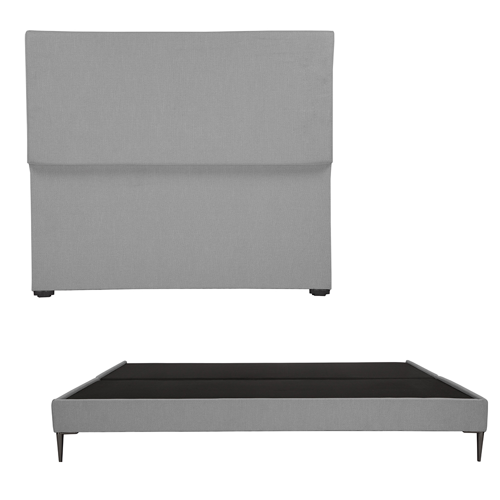 Cabecera Dicasa Myko Color Gris King Size + Base Cama Slim Dicasa Color Gris King Size