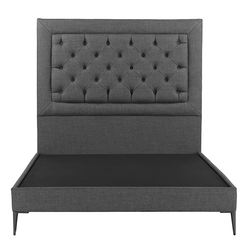 Cabecera Dicasa Mary Color Gris Oscuro Matrimonial + Base Cama Slim Dicasa Color Gris Oscuro Matrimonial