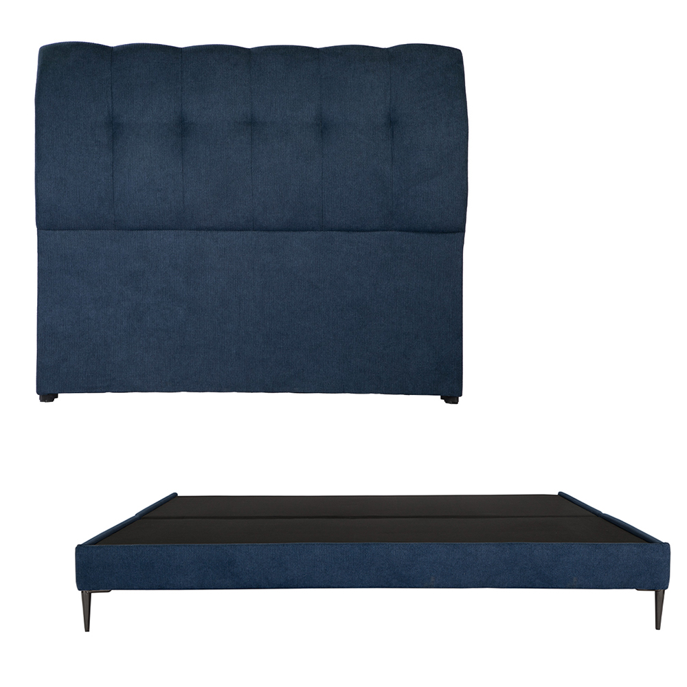 Cabecera Dicasa Nube Color Azul King Size + Base Cama Slim Dicasa Color Azul King Size