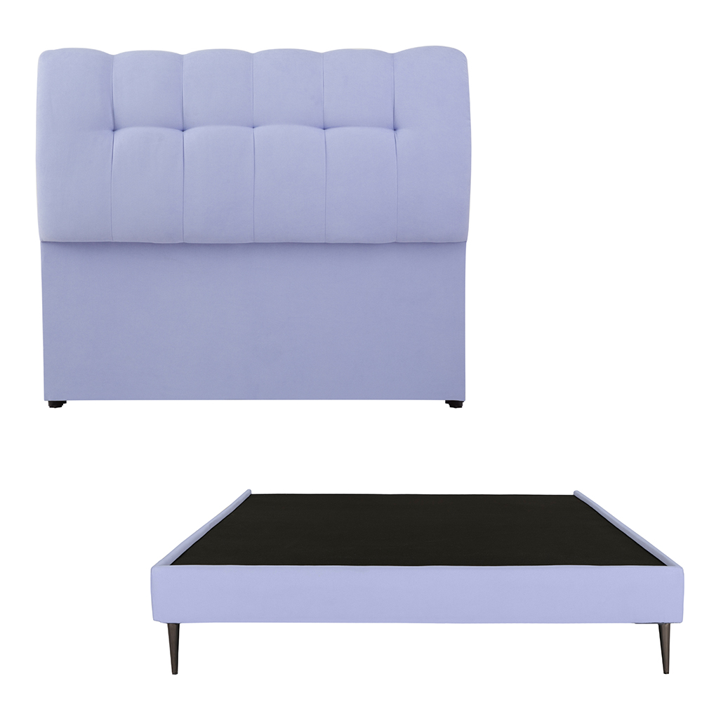 Cabecera Dicasa Nube Color Lila Queen Size + Base Cama Slim Dicasa Color Lila Queen Size