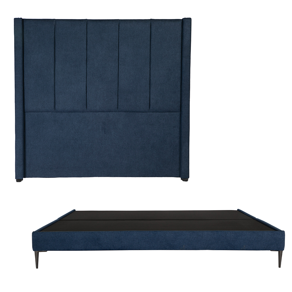 Cabecera Dicasa Nizza Color Azul King Size + Base Cama Slim Dicasa Color Azul King Size