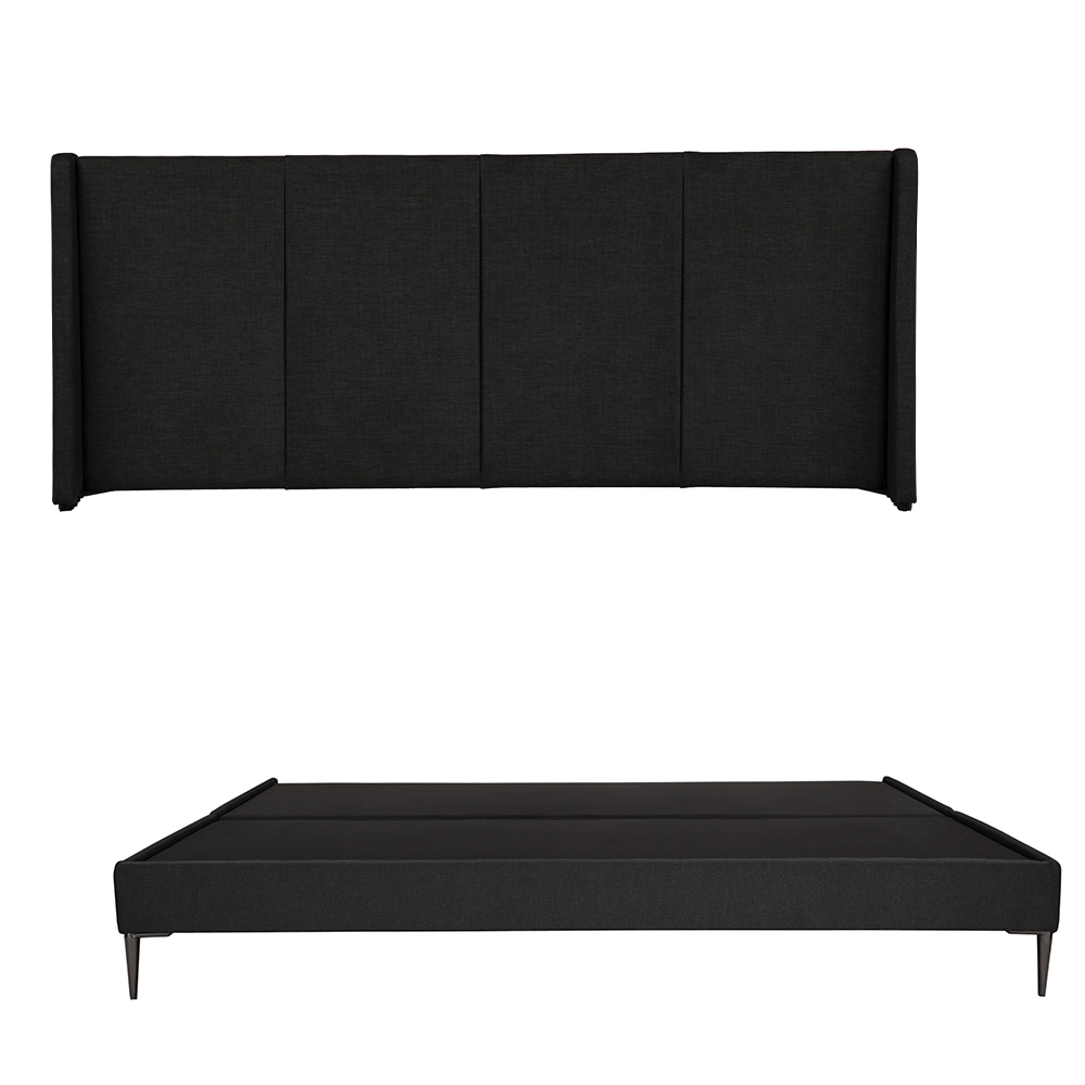 Cabecera Dicasa Milan Color Negro King Size + Base Cama Slim Dicasa Color Negro King Size