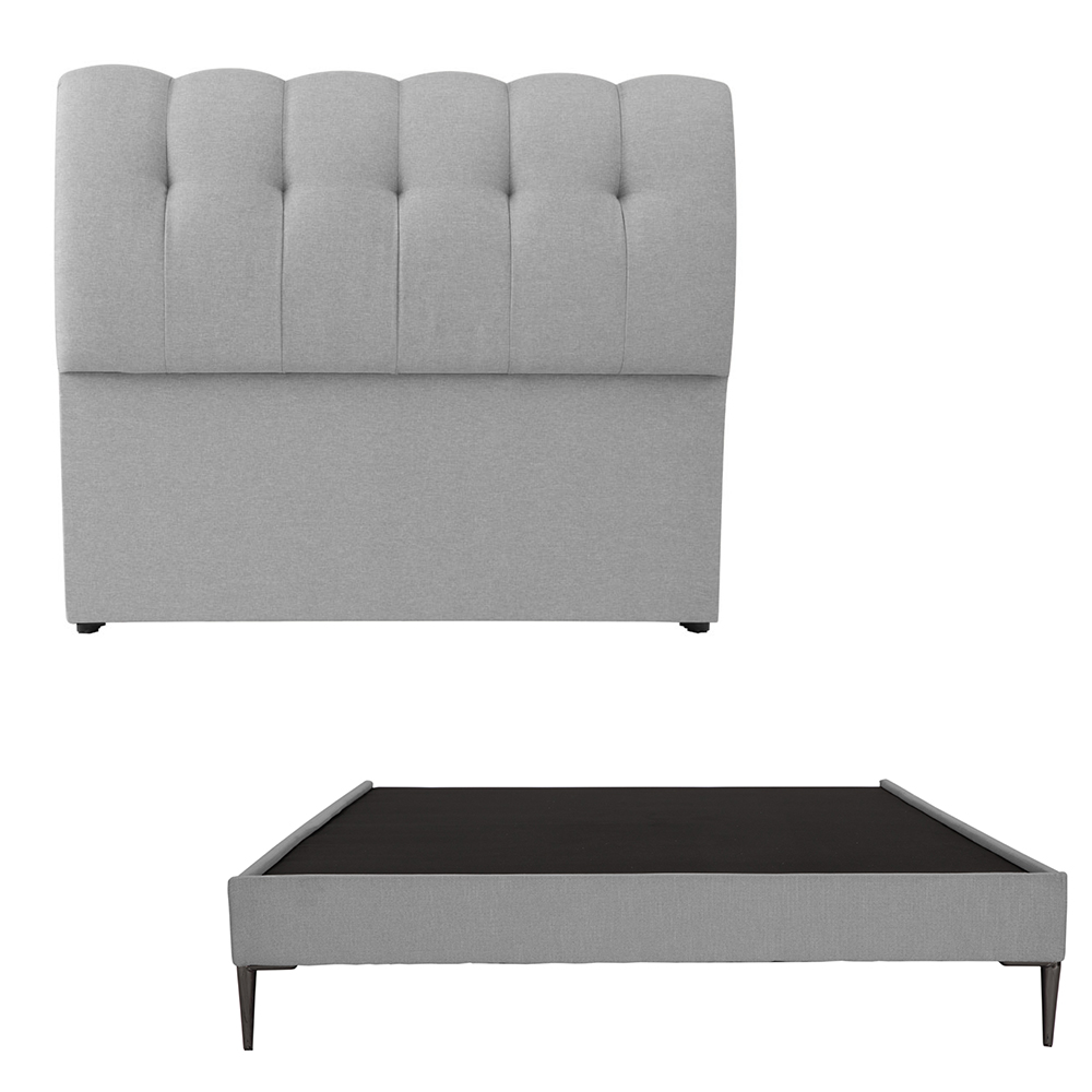 Cabecera Dicasa Nube Color Gris Matrimonial + Base Cama Slim Dicasa Color Gris Matrimonial