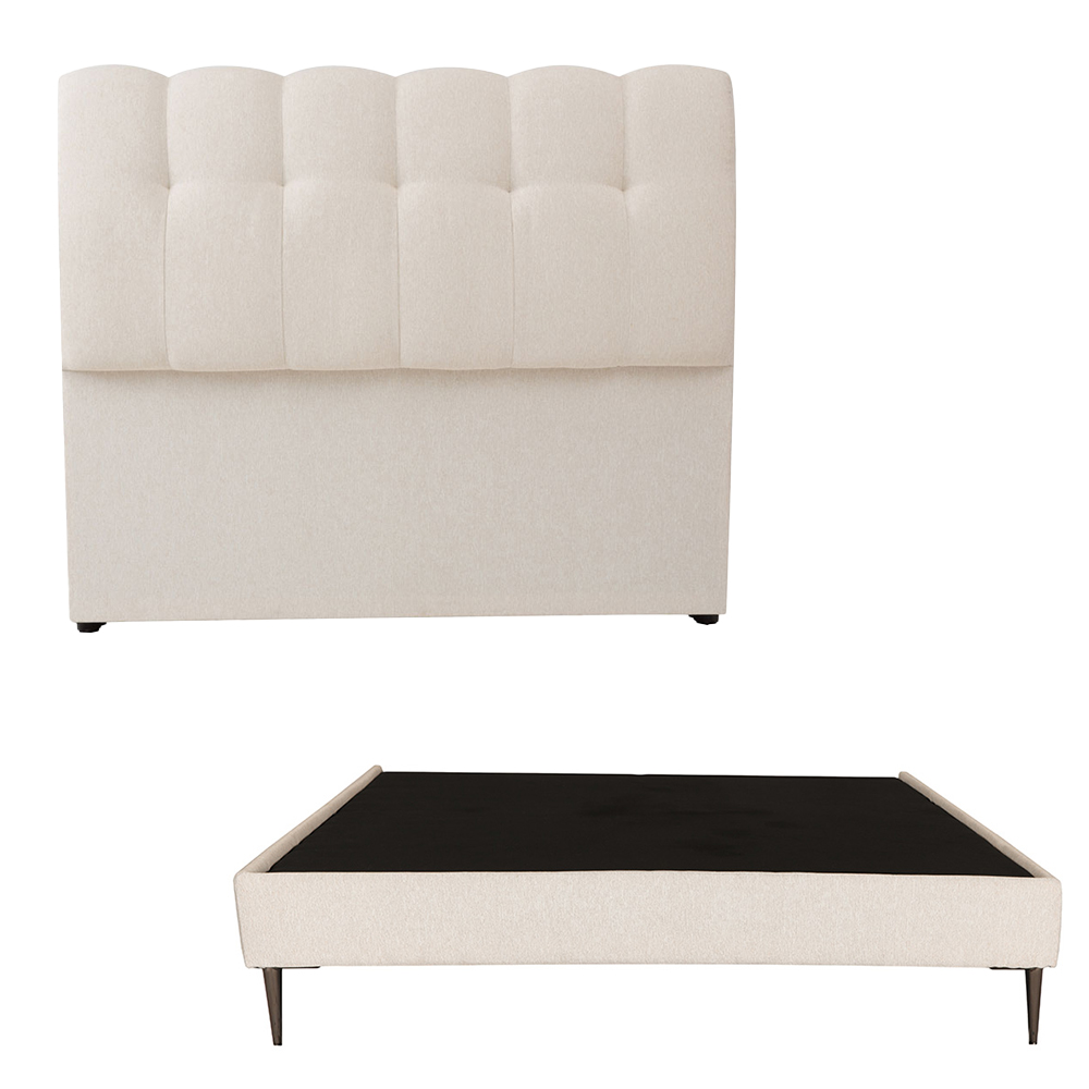 Cabecera Dicasa Nube Color Beige Claro Queen Size + Base Cama Slim Dicasa Color Beige Claro Queen Size