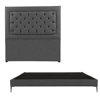 Foto 1 | Cabecera Dicasa Mary Color Gris Oscuro King Size + Base Cama Slim Dicasa Color Gris Oscuro King Size