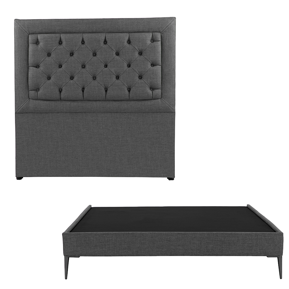 Foto 3 pulgar | Cabecera Dicasa Mary Color Gris Oscuro King Size + Base Cama Slim Dicasa Color Gris Oscuro King Size