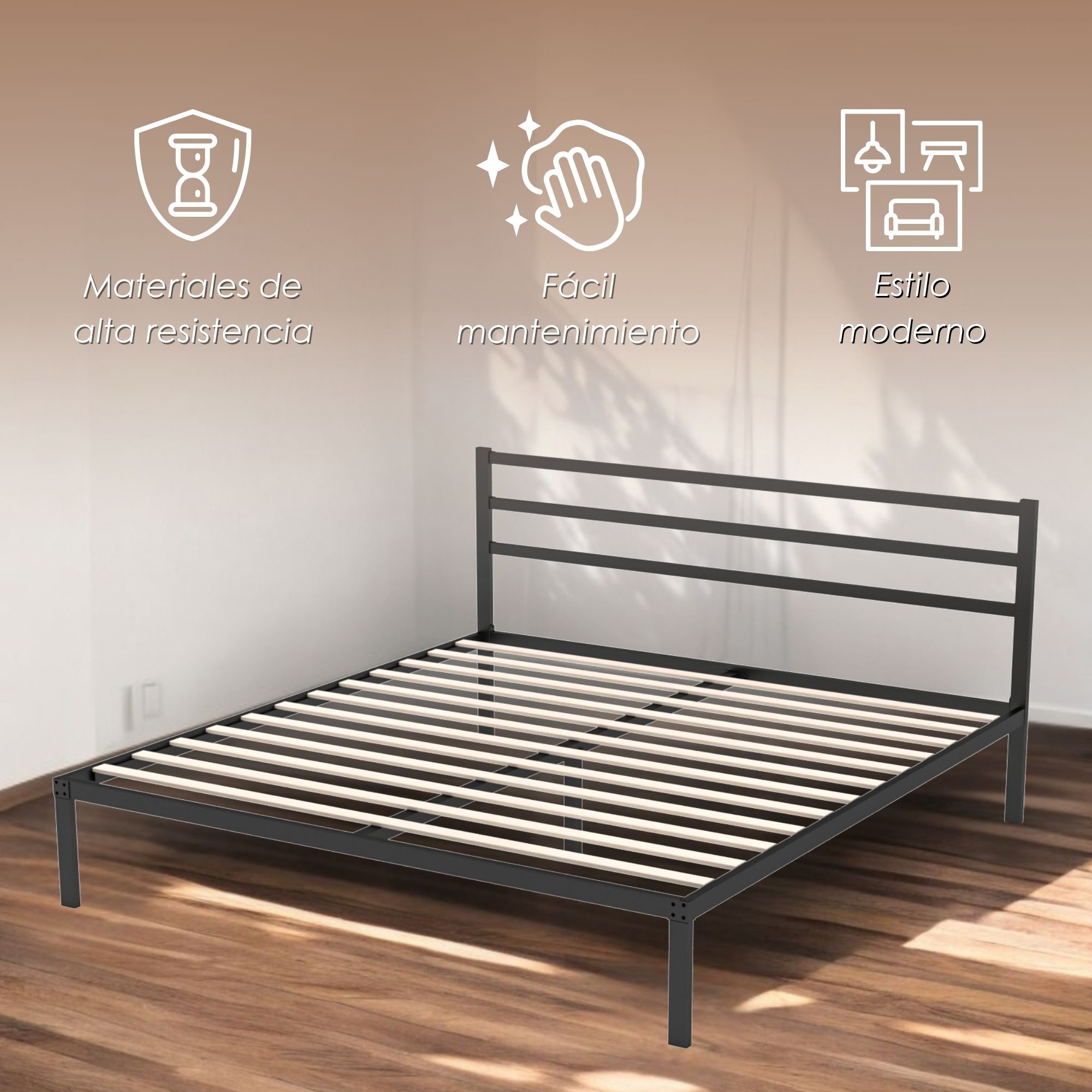 Foto 4 pulgar | Ilios Innova | Base King Con Cabecera: Estructura De Acero, Diseño Minimalista