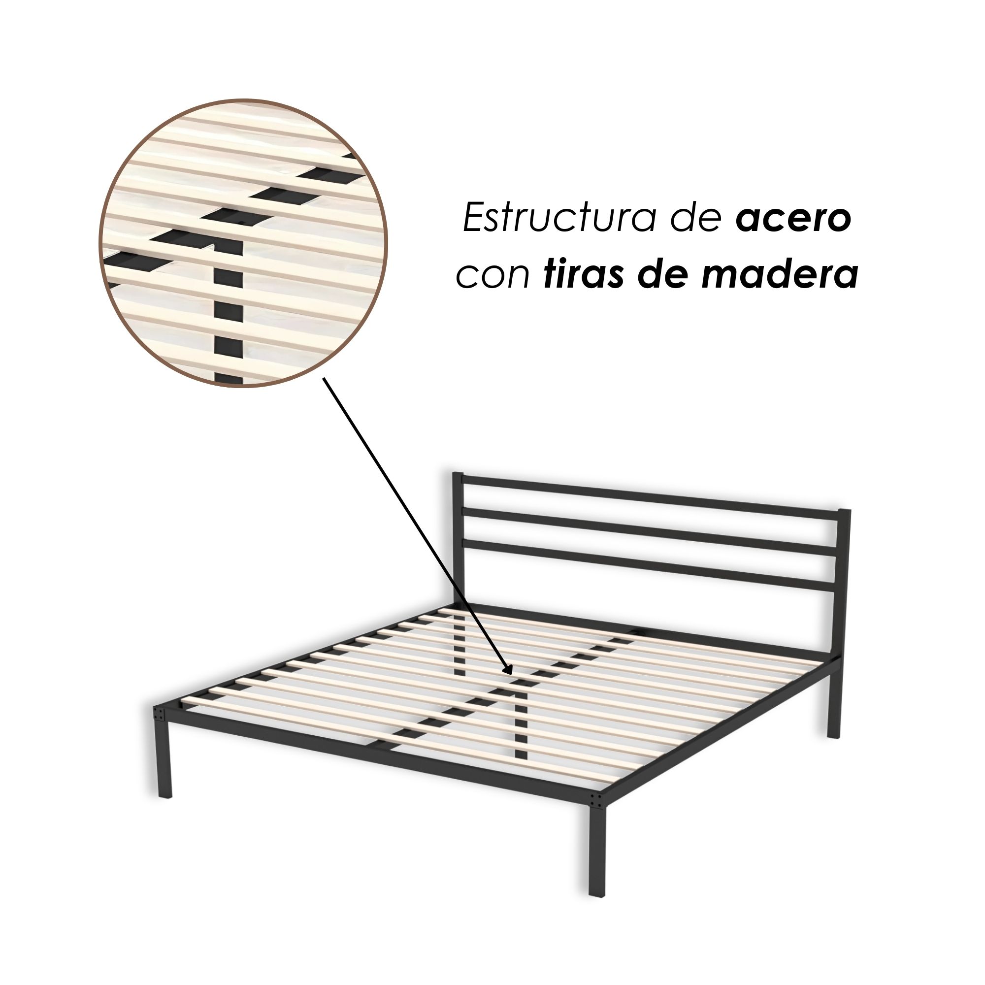Foto 7 pulgar | Ilios Innova | Base King Con Cabecera: Estructura De Acero, Diseño Minimalista