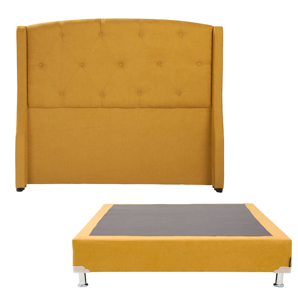 Cabecera Dicasa Zefyr Color Mostaza Queen Size + Box Dicasa Color Mostaza Queen Size