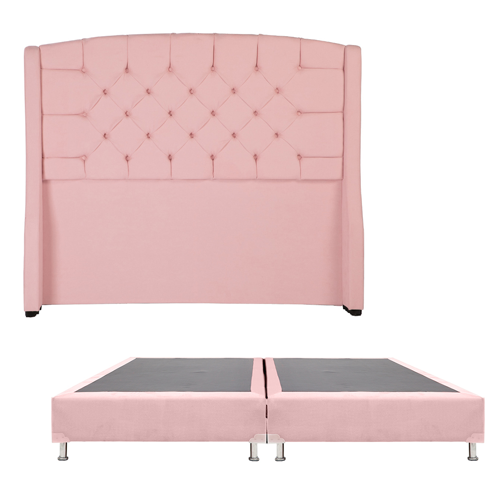 Cabecera Dicasa Sitka Color Pink King Size + Box Dicasa Color Pink King Size
