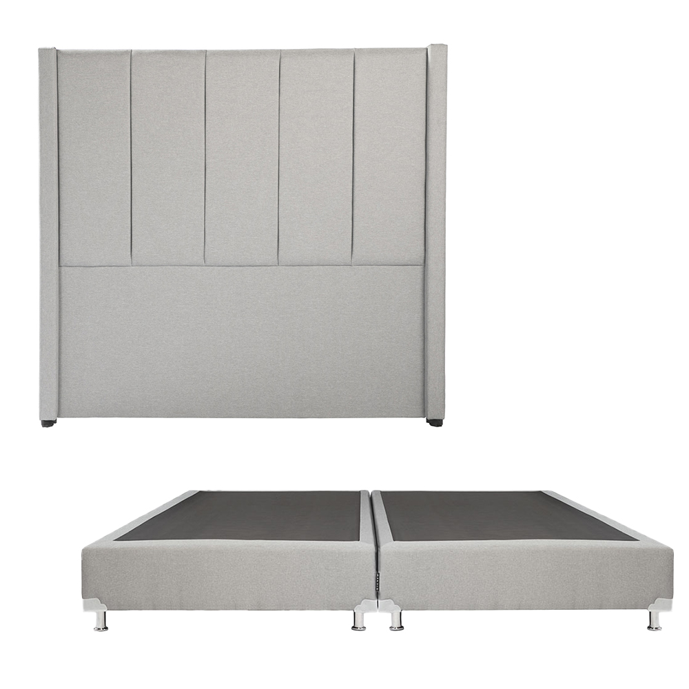 Cabecera Dicasa Nizza Color Gris King Size + Box Dicasa Color Gris King Size