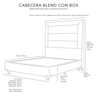 Foto 7 | Cabecera Dicasa Blend Color Negro King Size+ Box Dicasa Color Negro King Size