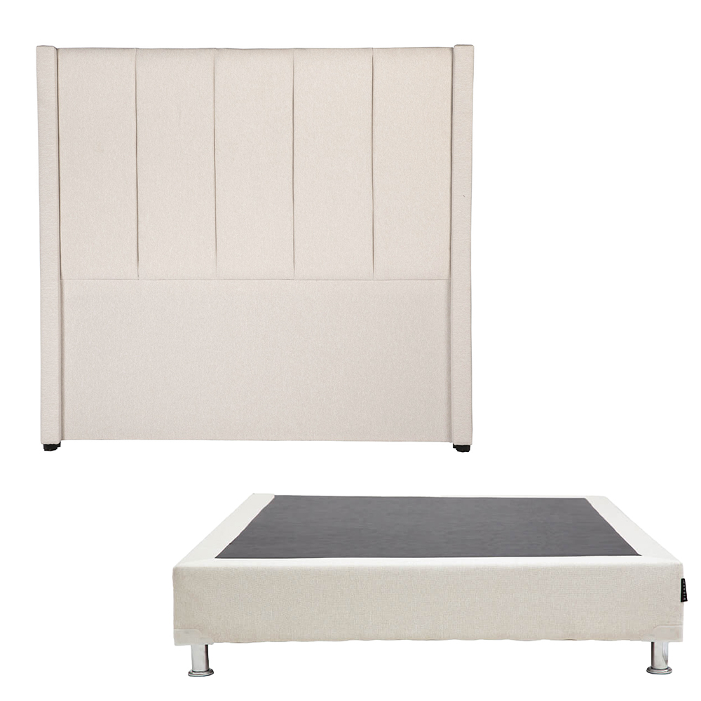 Cabecera Dicasa Nizza Color Beige Claro Queen Size + Box Dicasa Color Beige Claro Queen Size