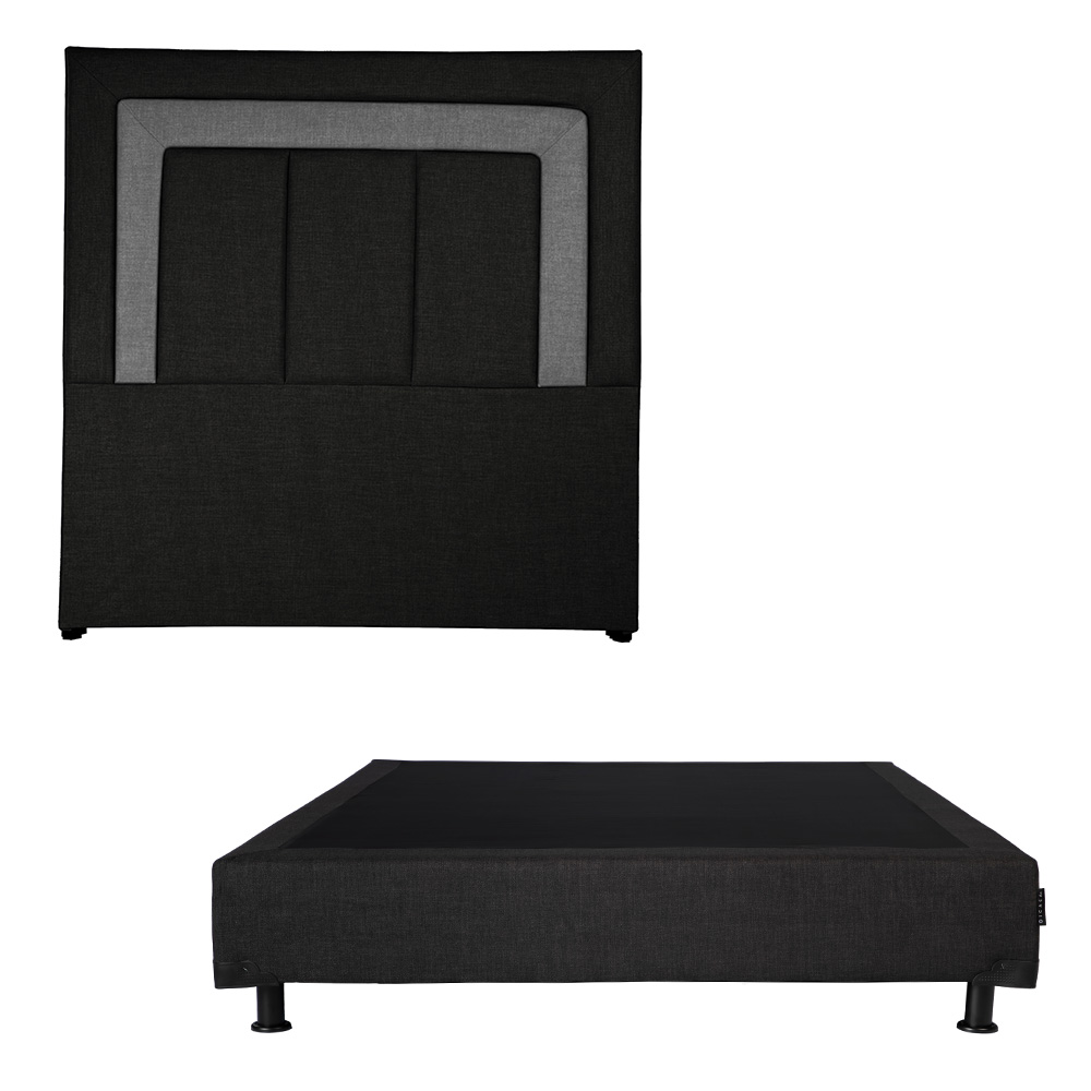 Cabecera Dicasa Bora Color Negro Queen Size + Box Dicasa Color Negro Queen Size