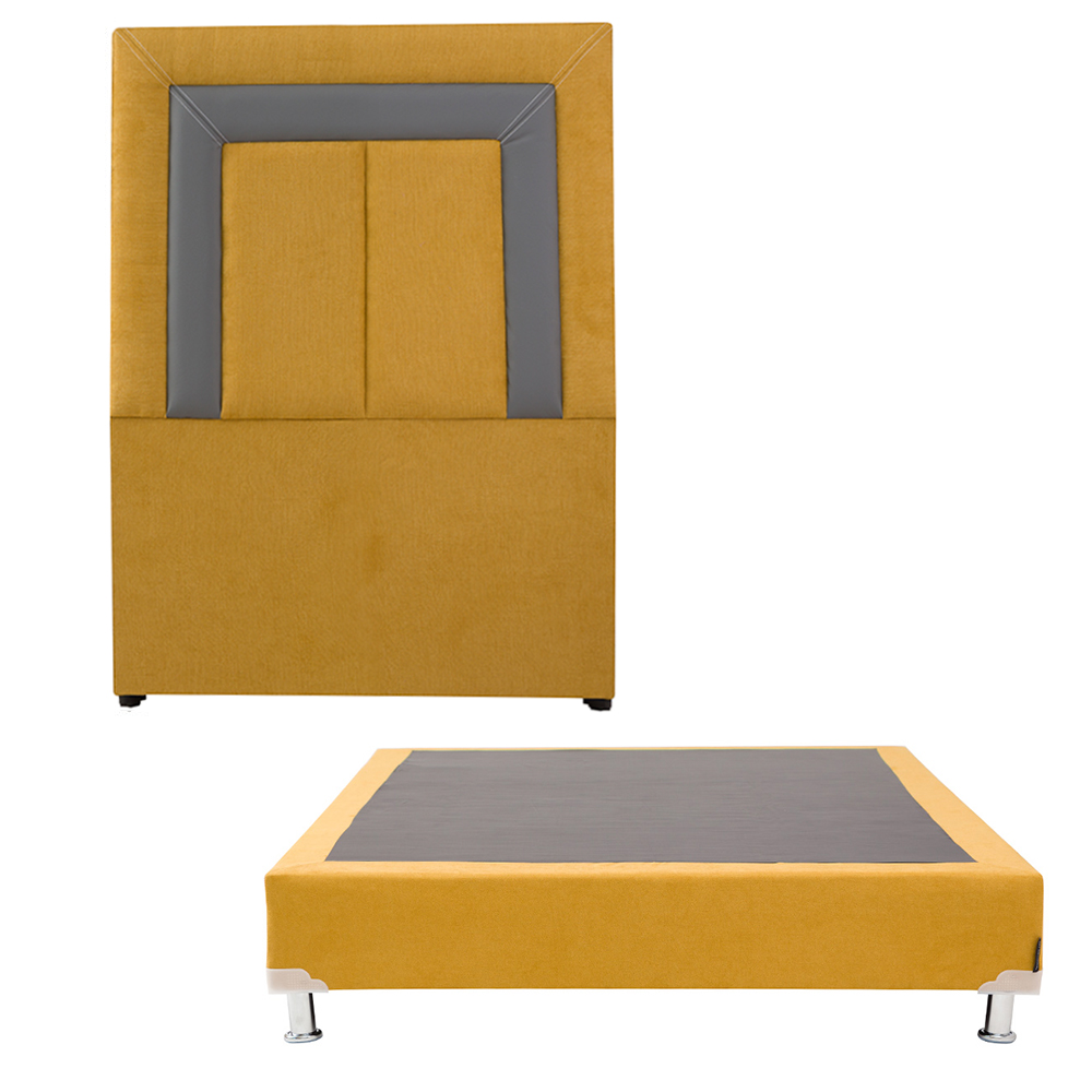 Cabecera Dicasa Bora Color Mostaza/gris Individual + Box Dicasa Color Mostaza Individual