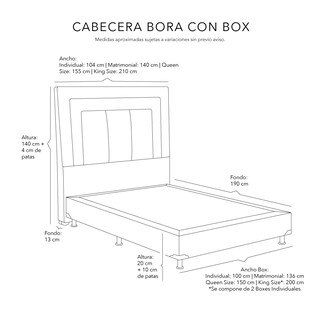 Foto 7 | Cabecera Dicasa Bora Color Mostaza/gris Individual + Box Dicasa Color Mostaza Individual