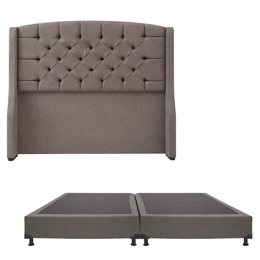 Cabecera Dicasa Sitka Color Gris Oscuro King Size + Box Dicasa Color Gris Oscuro King Size