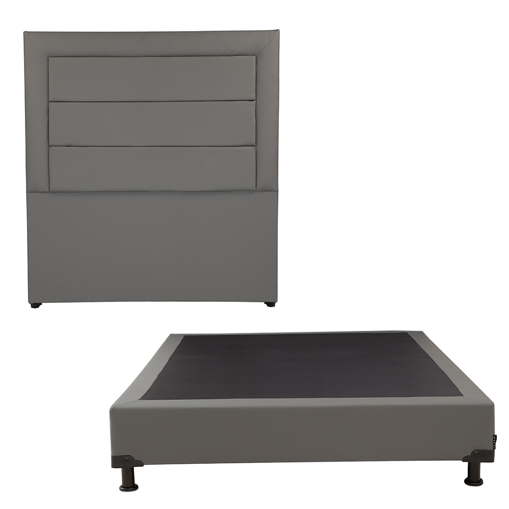 Cabecera Dicasa Bolt Color Gris Rata Individial + Box Dicasa Color Gris Rata Individial