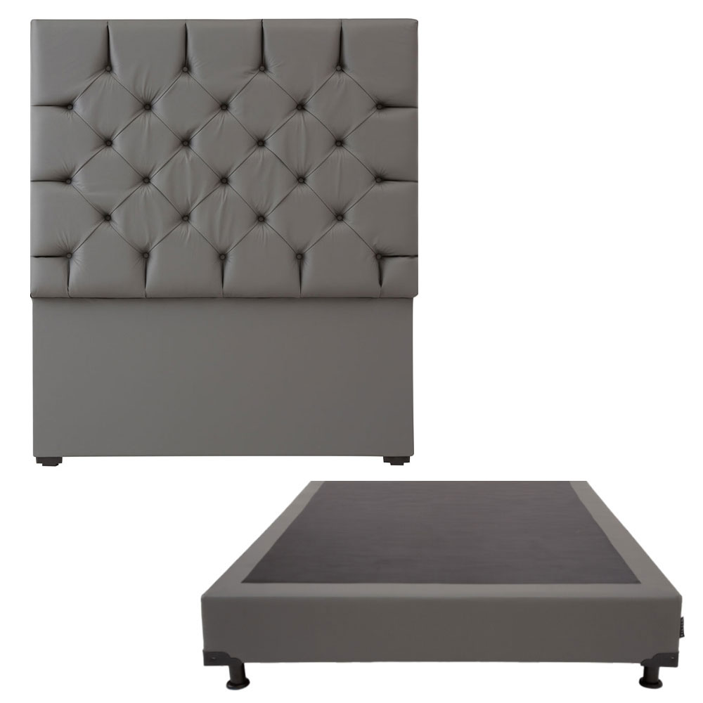 Cabecera Dicasa Calgary Color Gris Rata Individial + Box Dicasa Color Gris Rata Individial