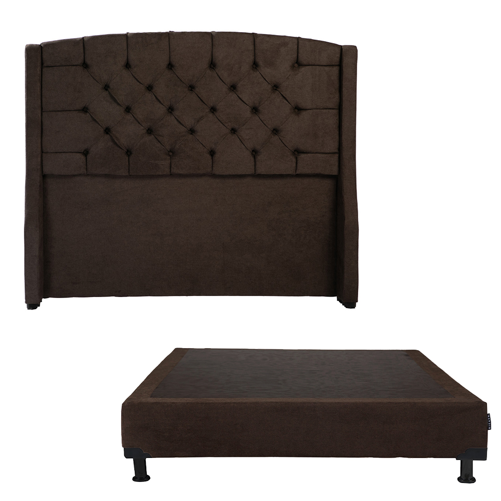 Cabecera Dicasa Sitka Color Chocolate Queen Size + Box Dicasa Color Chocolate Queen Size