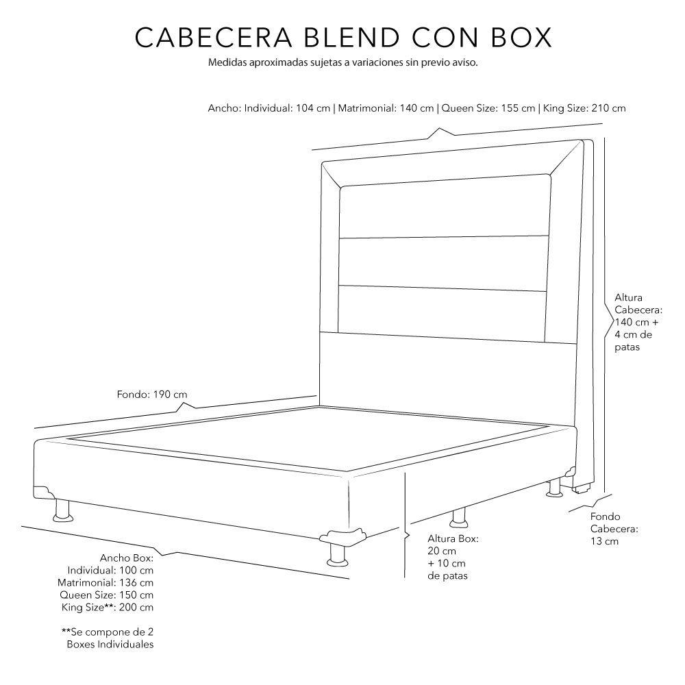 Foto 7 | Cabecera Dicasa Blend Color Negro Queen Size + Box Dicasa Color Negro Queen Size