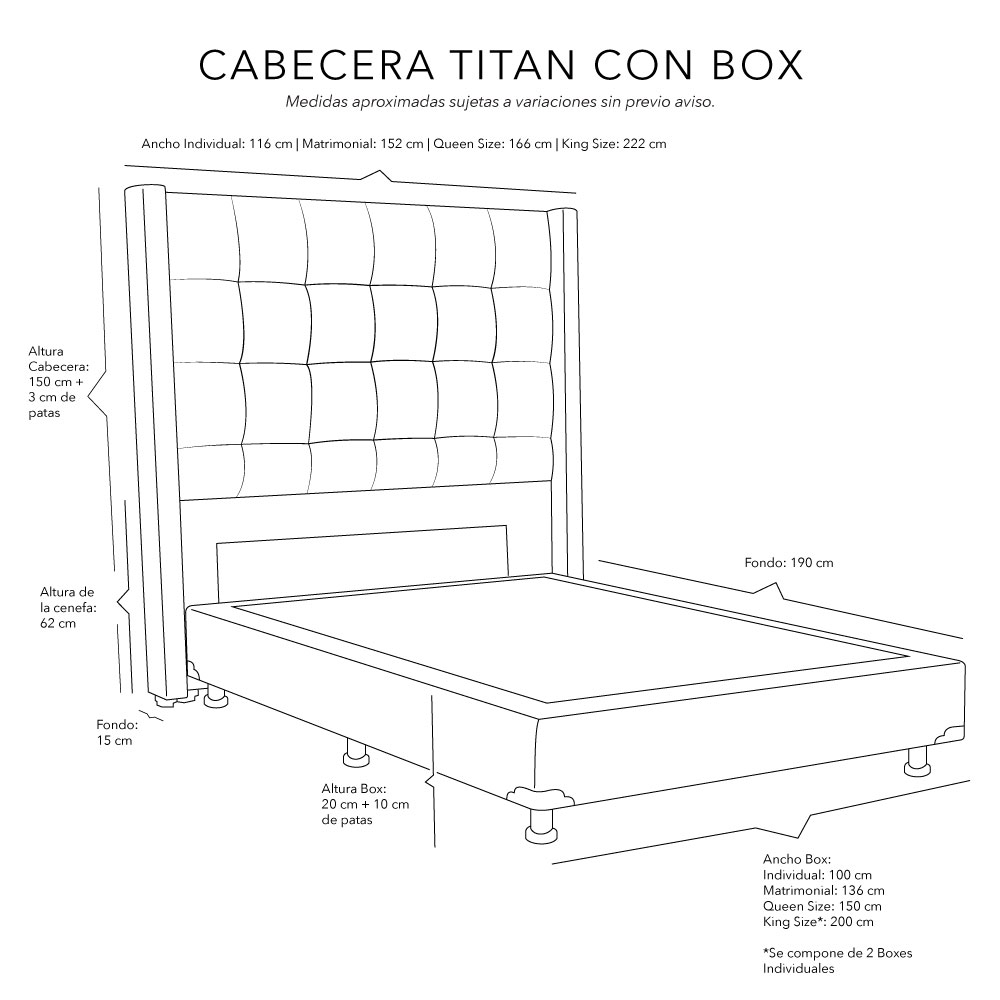 Foto 7 | Cabecera Dicasa Titan Color Azul Matrimonial + Box Dicasa Color Azul Matrimonial