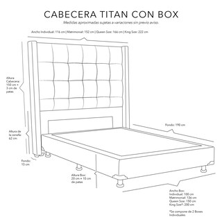 Foto 7 | Cabecera Dicasa Titan Color Azul Matrimonial + Box Dicasa Color Azul Matrimonial