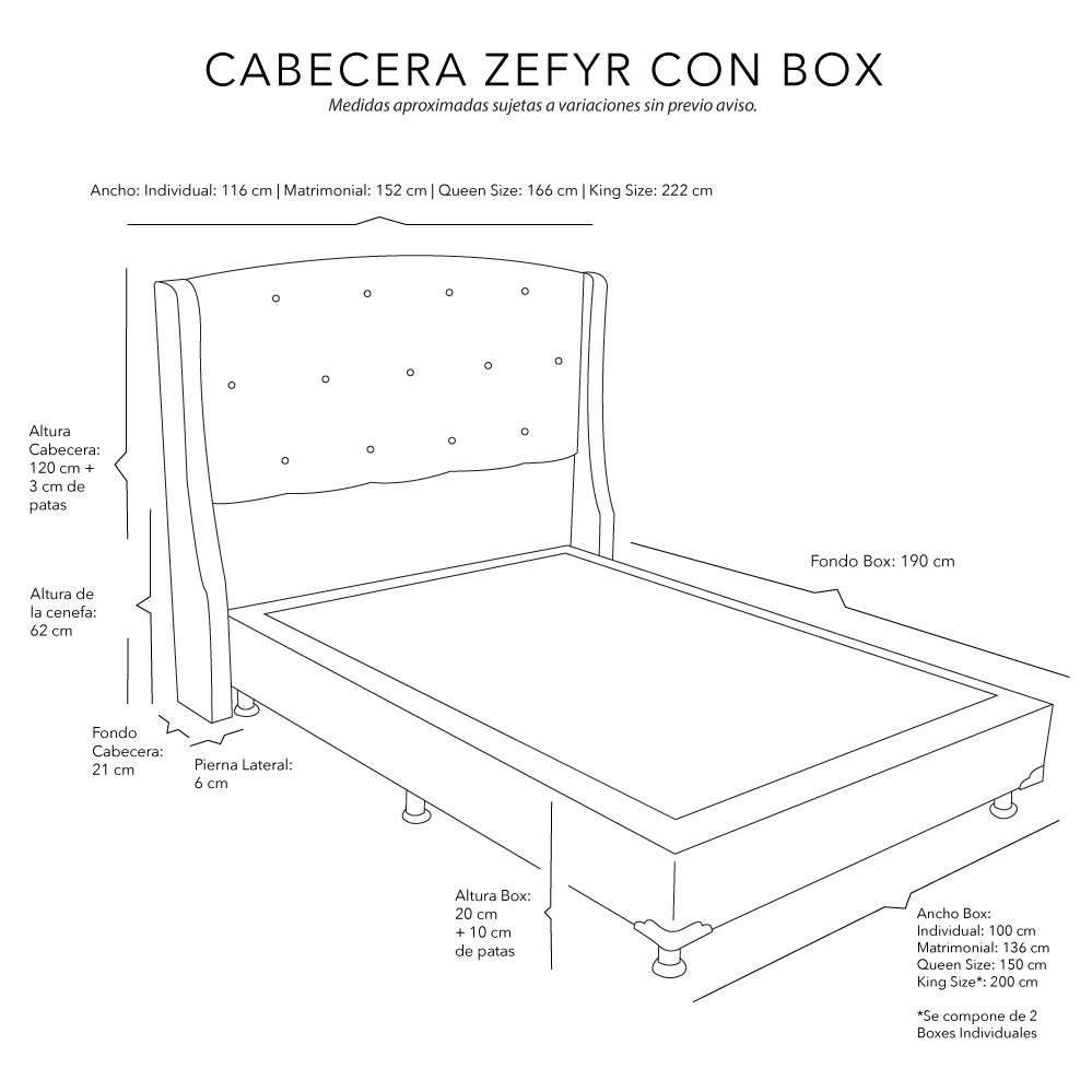 Foto 7 | Cabecera Dicasa Zefyr Color Mostaza King Size + Box Dicasa Color Mostaza King Size