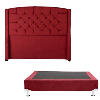 Foto 1 | Cabecera Dicasa Sitka Color Rojo Queen Size + Box Dicasa Color Rojo Queen Size