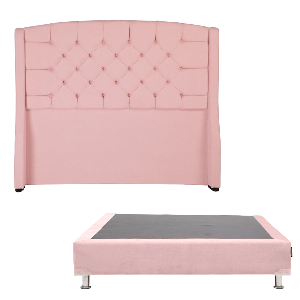 Cabecera Dicasa Sitka Color Pink Queen Size + Box Dicasa Color Pink Queen Size