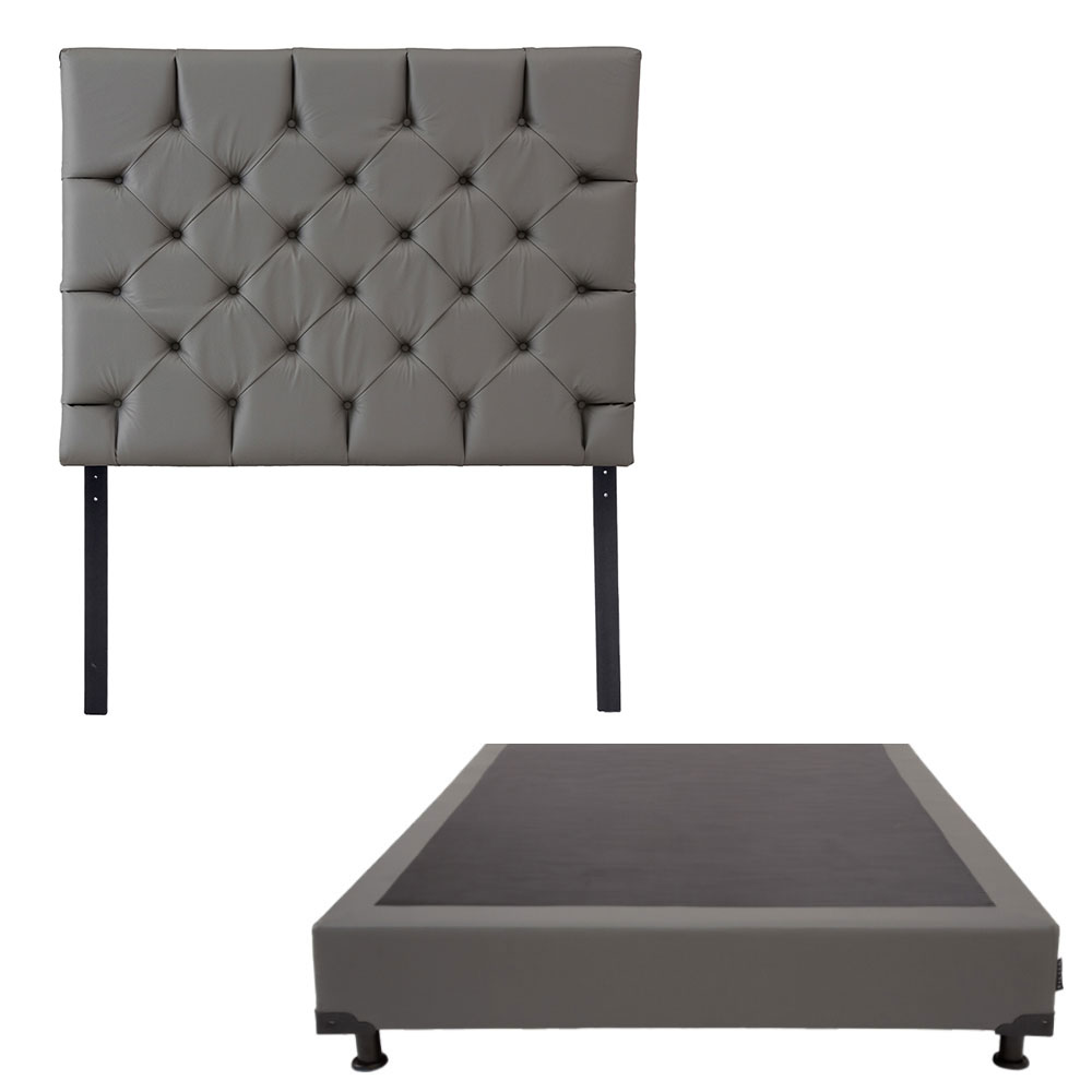 Cabecera Dicasa Dubai Color Gris Rata Queen Size + Box Dicasa Color Gris Rata  Queen Size